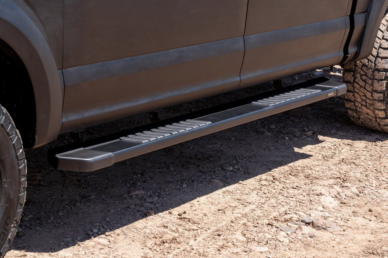 Raptor Series 6" OEM Style Running Boards Black Textured Aluminum - 1703-0366BT — side view