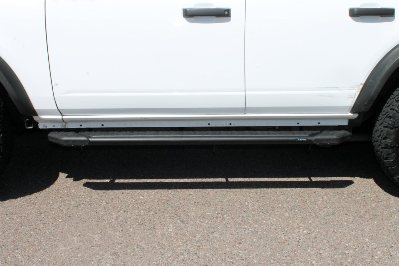 Raptor Series Tread Step Running Boards BLK Textured Aluminum Part# 1903-0388BT — side view