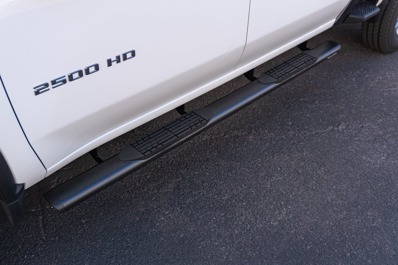 Raptor Series Oval Running Boards Black Textured Aluminum - Part# 2001-0052BT — side view
