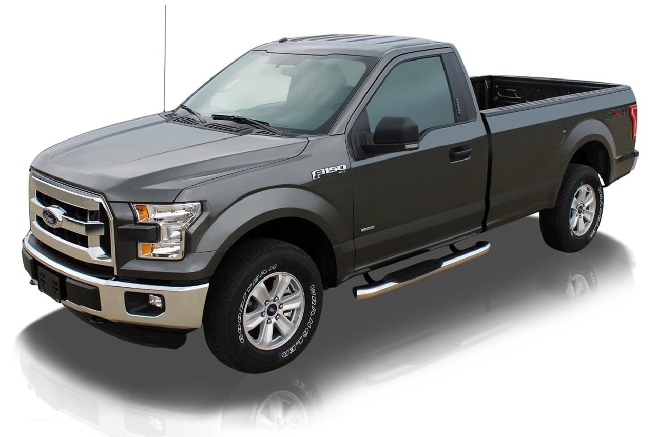 Raptor Series 5" OE Style Curved Oval Steps Polished Stainless Steel (1602-0101) — side view