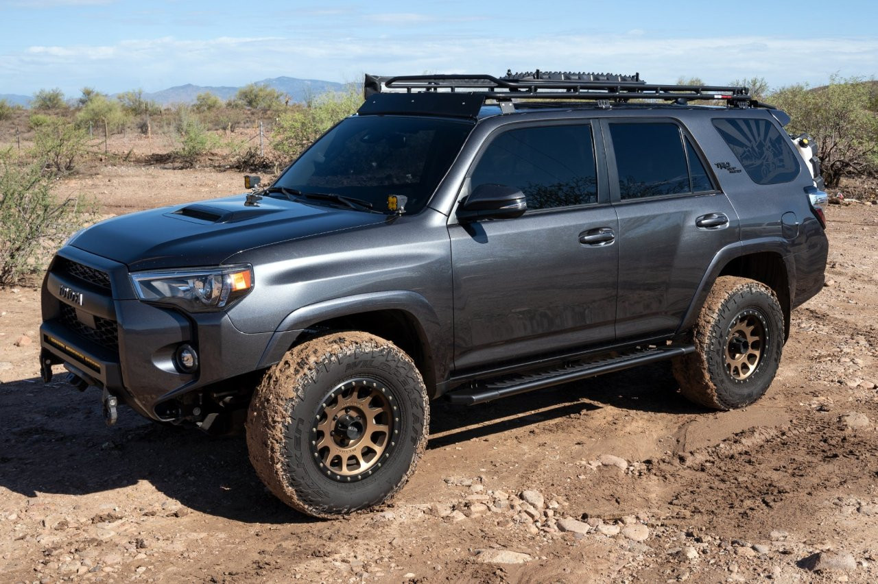 Raptor Series 5" OEM Style Full Tread Running Boards Black Textured 2201-0342BT — side view
