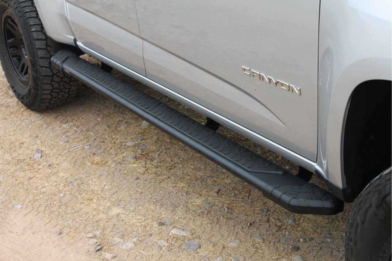 Raptor Series Tread Step Running Boards BLK Textured Aluminum Part# 1901-0342BT — side view