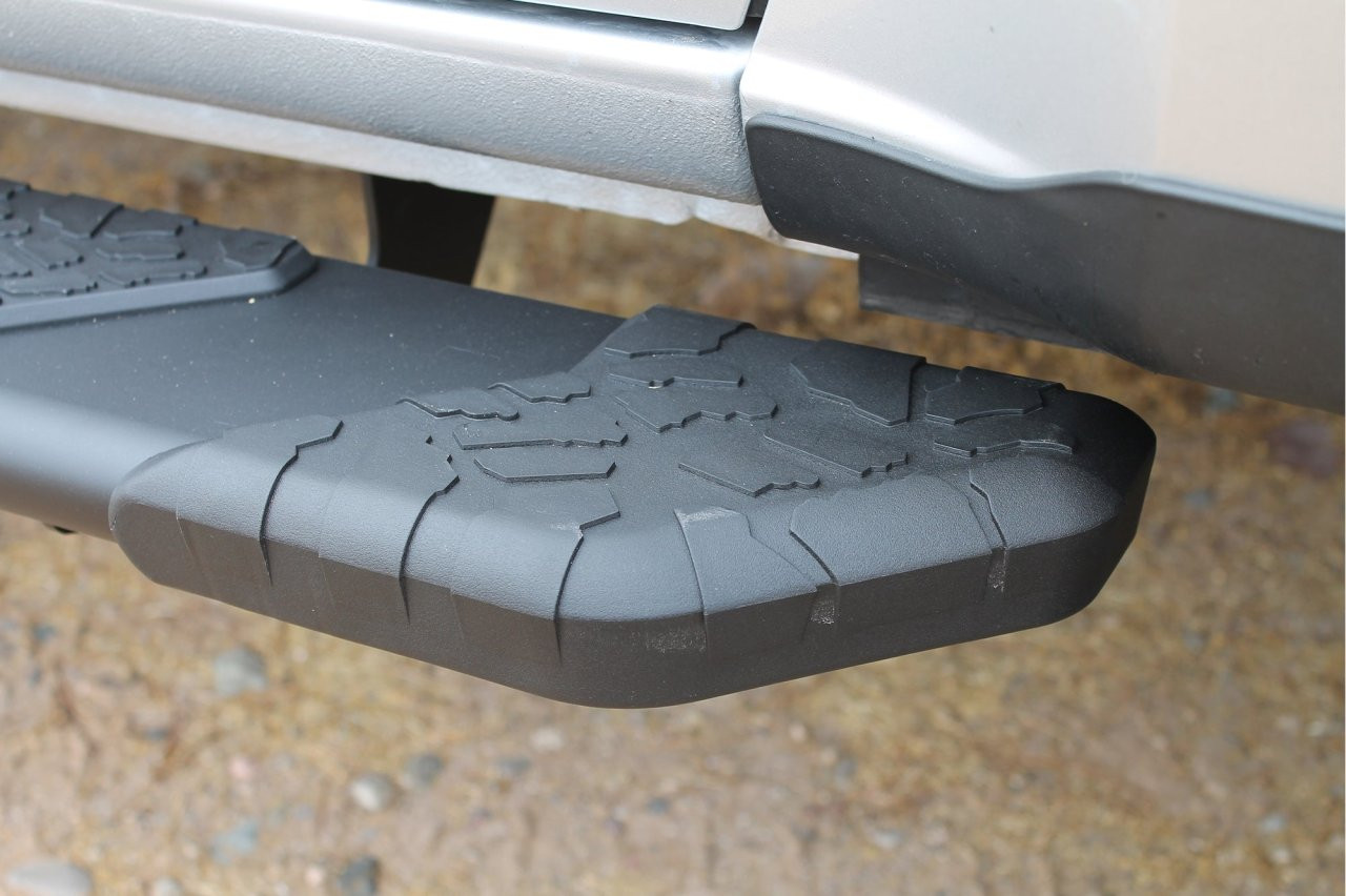 Raptor Series Tread Step Running Boards BLK Textured Aluminum Part# 1901-0342BT — side view