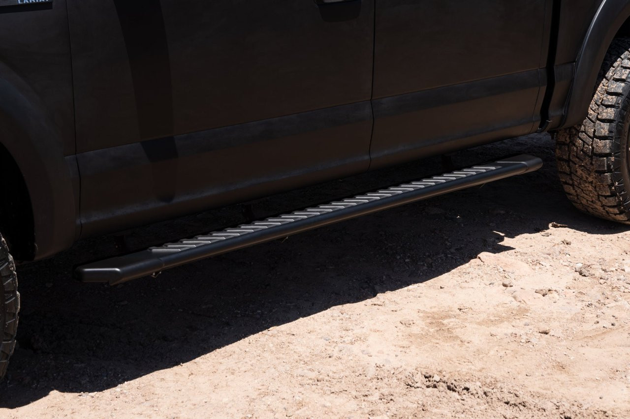 Raptor Series 5" OEM Style Full Tread Running Boards Black Textured 2203-0366BT — side view