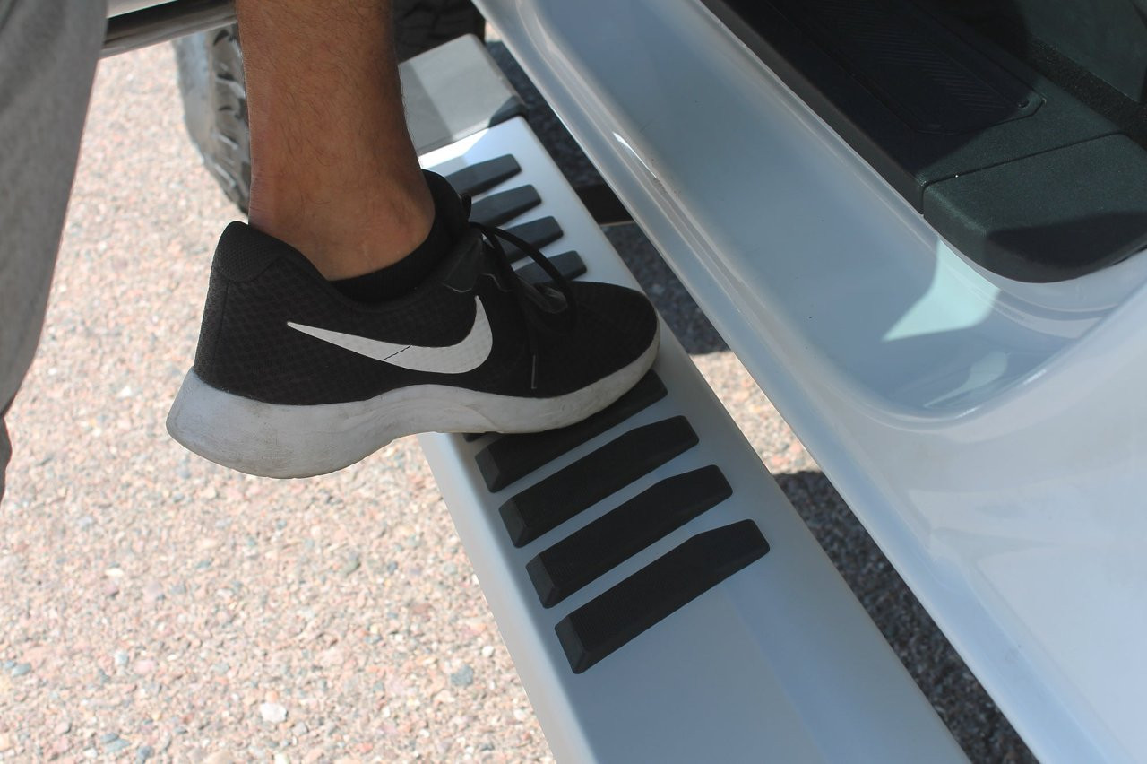 Raptor Series 6" OEM Style Running Boards Brushed Aluminum - Part# 1703-0388 — side view