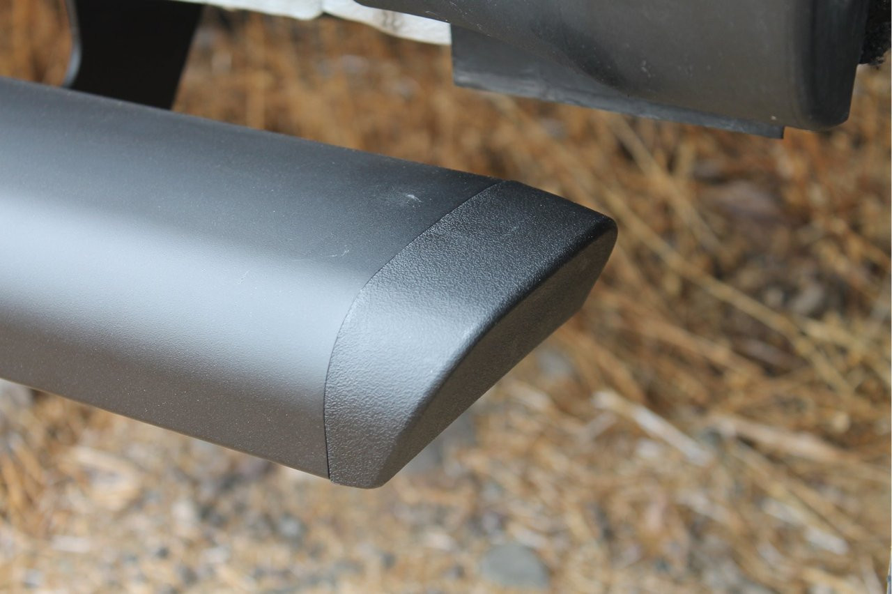Raptor Series Oval Running Boards Black Textured Aluminum - Part# 2001-0342BT — side view