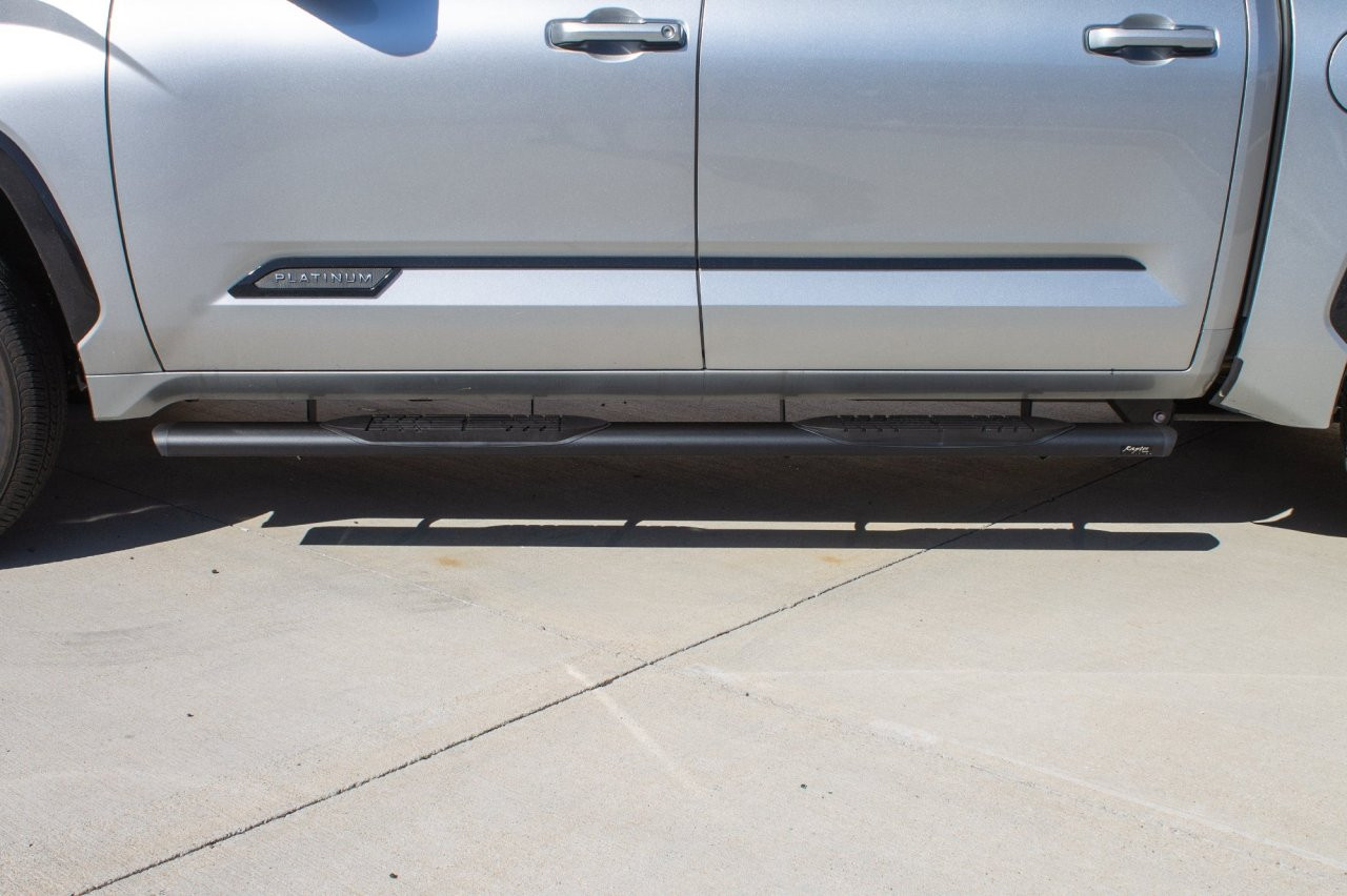 Raptor Series Oval Running Boards Black Textured Aluminum - Part# 2004-0142BT — side view
