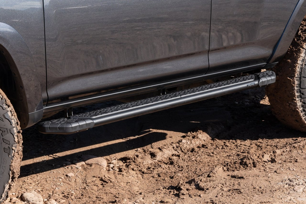 Raptor Series Tread Step Running Boards BLK Textured Aluminum Part# 1904-0144BT — side view