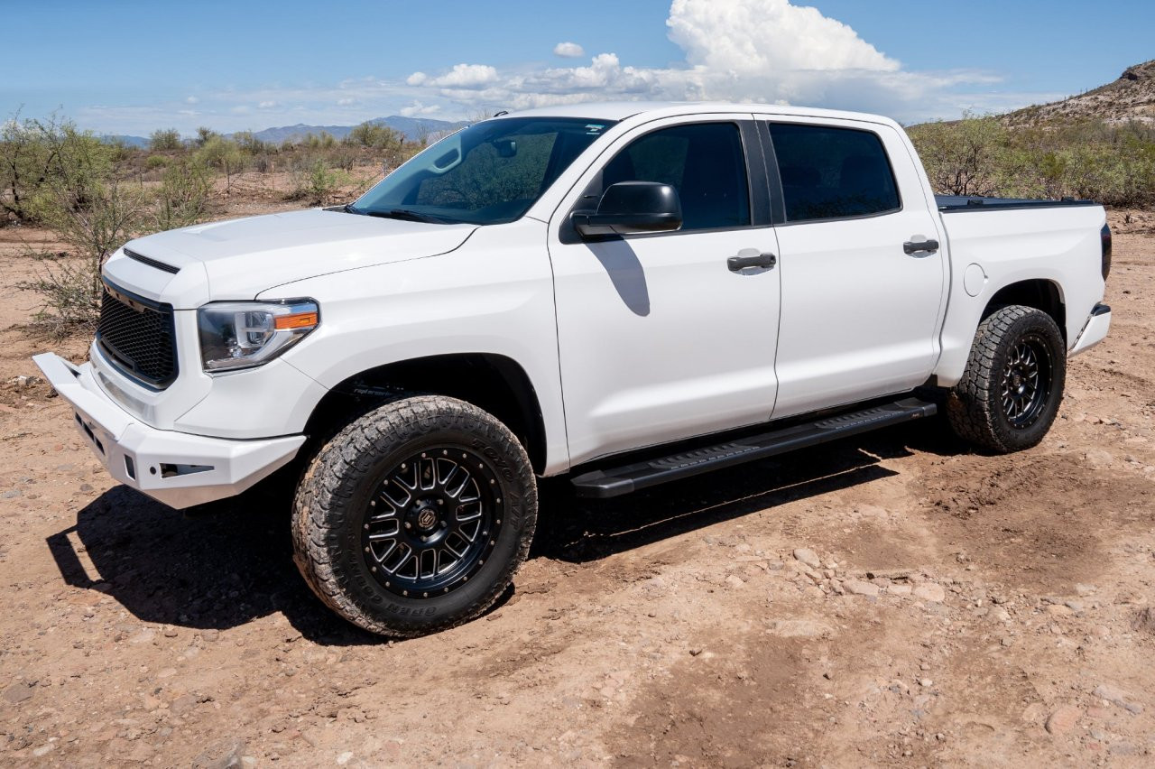 Raptor Series 6" OEM Style Running Boards Black Textured Aluminum - 1707-0478BT — side view