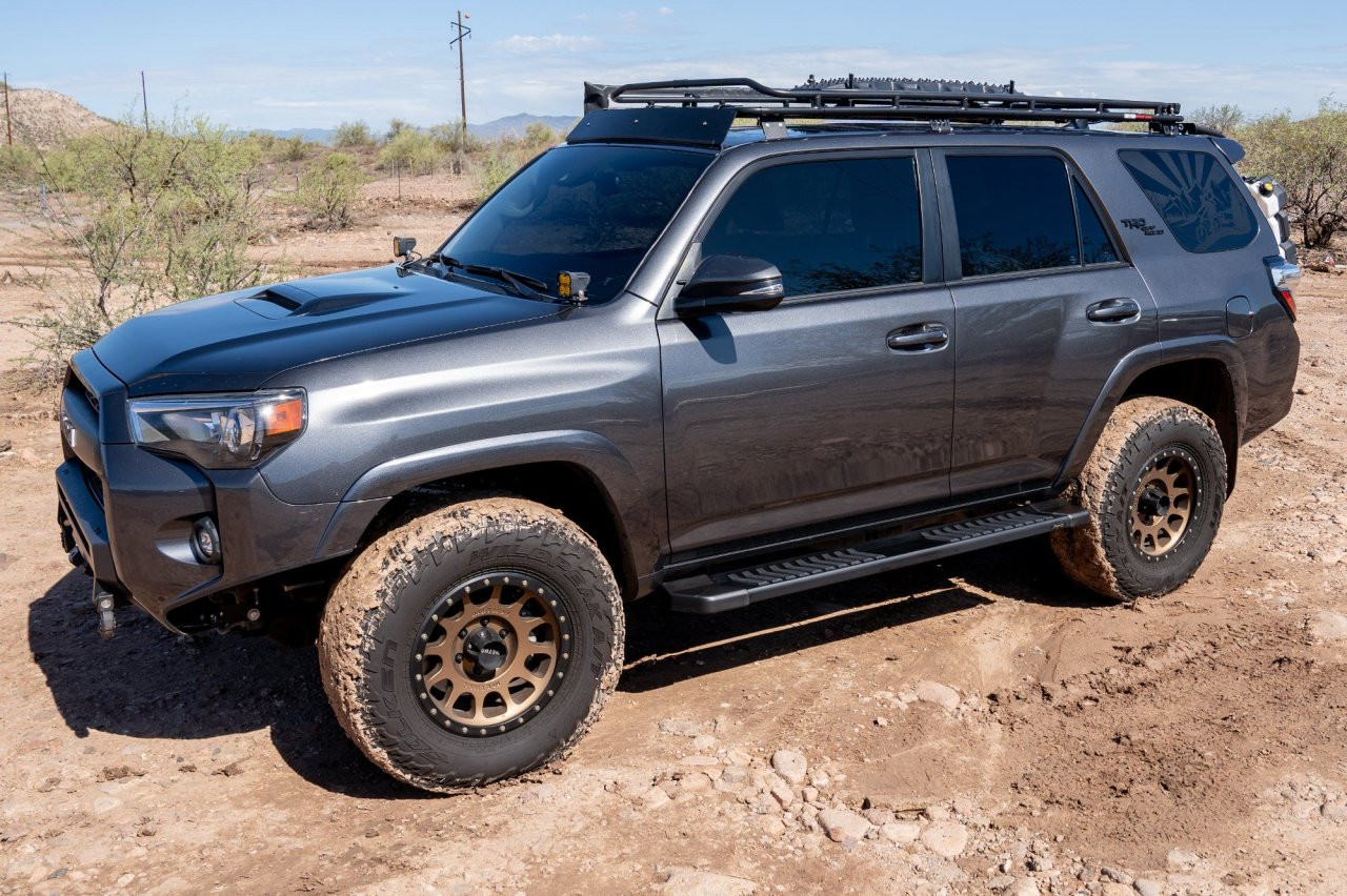 Raptor Series 6" OEM Style Running Boards Black Textured Aluminum - 1707-0478BT — side view