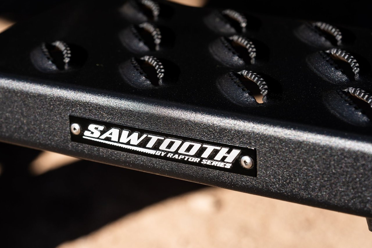 Raptor Series Sawtooth Running Boards Black Textured Aluminum - Part# 2104-0378BT — side view