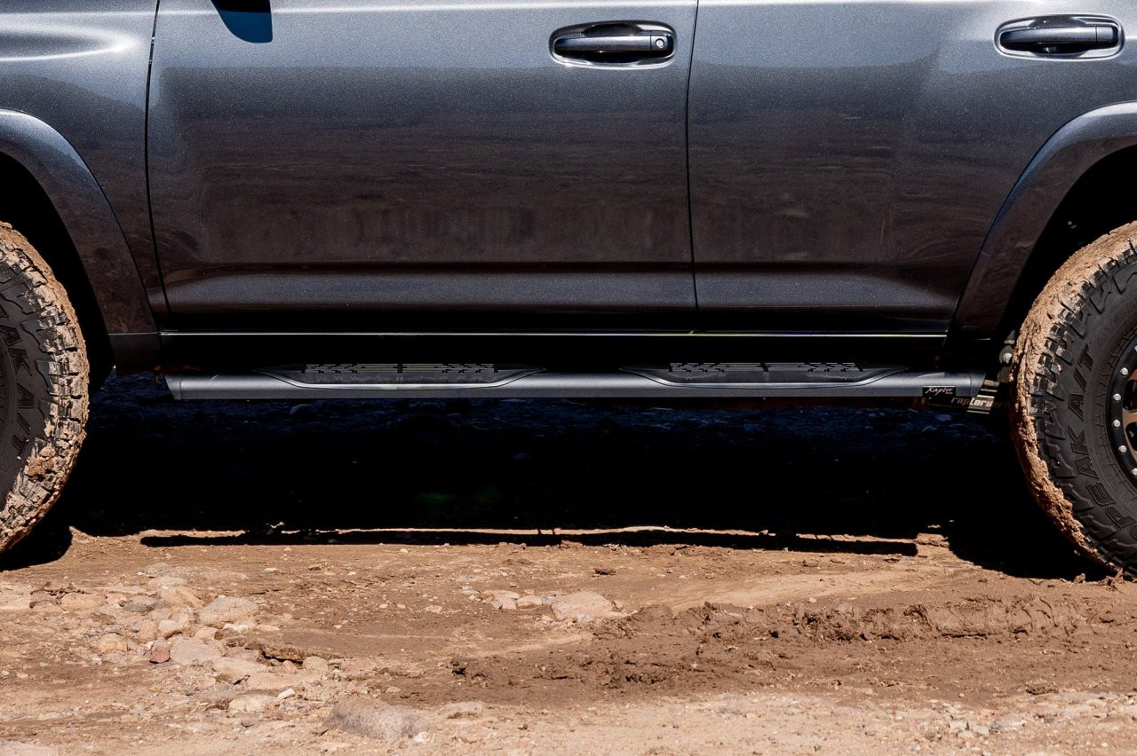 Raptor Series Oval Running Boards Black Textured Aluminum - Part# 2004-0144BT — side view