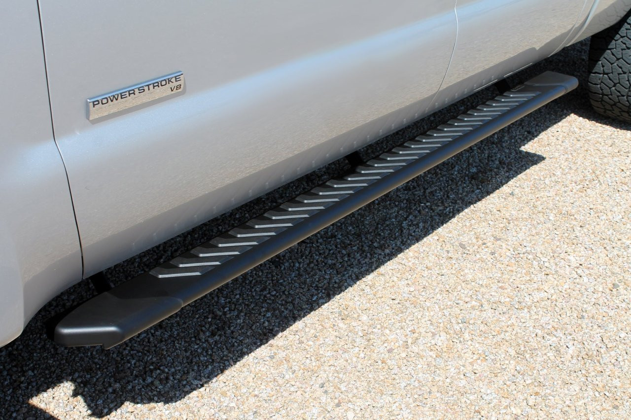Raptor Series 5" OEM Style Full Tread Running Boards Black Textured 2203-0344BT — side view