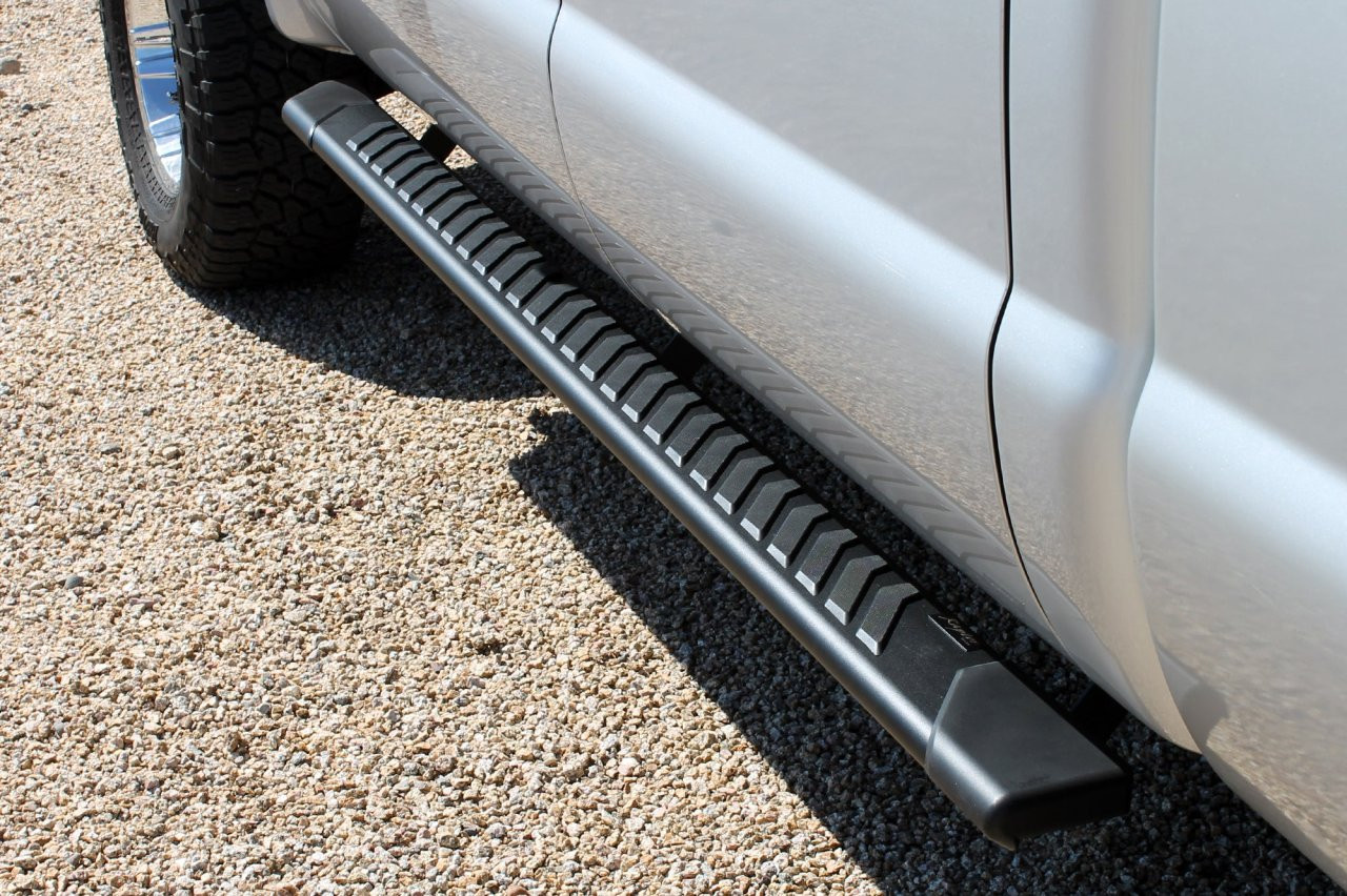 Raptor Series 5" OEM Style Full Tread Running Boards Black Textured 2203-0344BT — side view