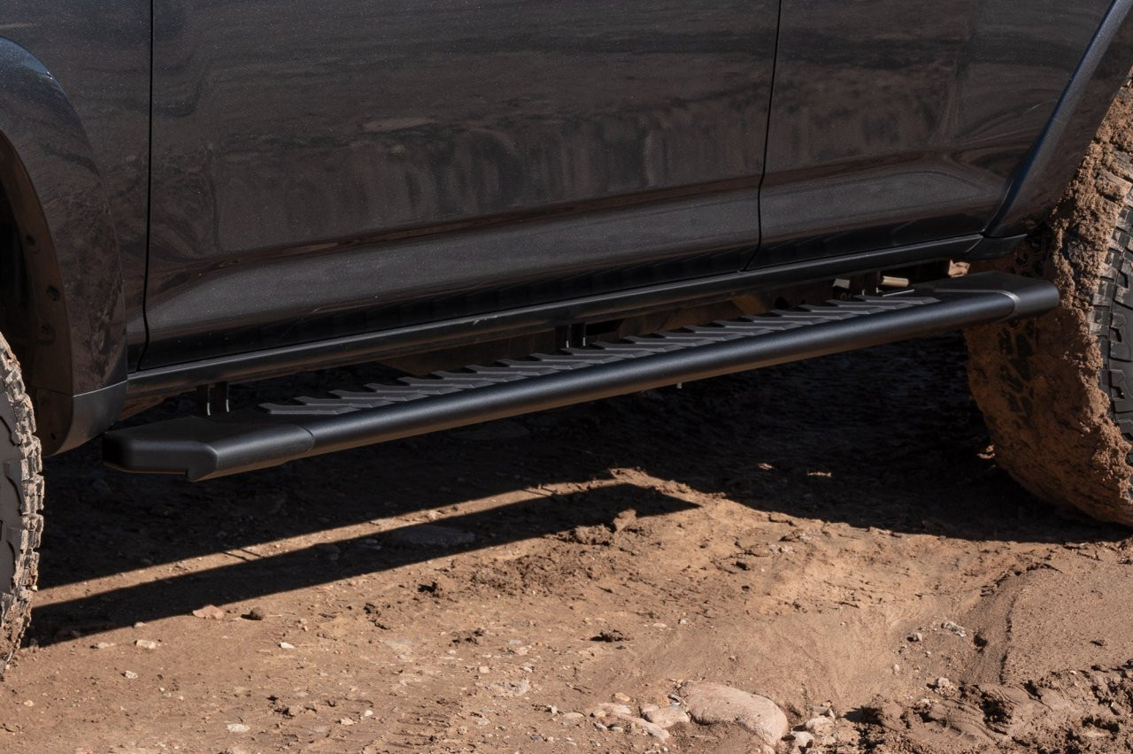Raptor Series 5" OEM Style Full Tread Running Boards Black Textured 2204-0144BT — side view