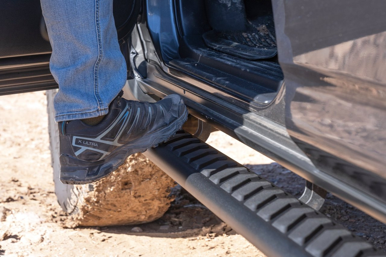 Raptor Series 5" OEM Style Full Tread Running Boards Black Textured 2204-0144BT — side view