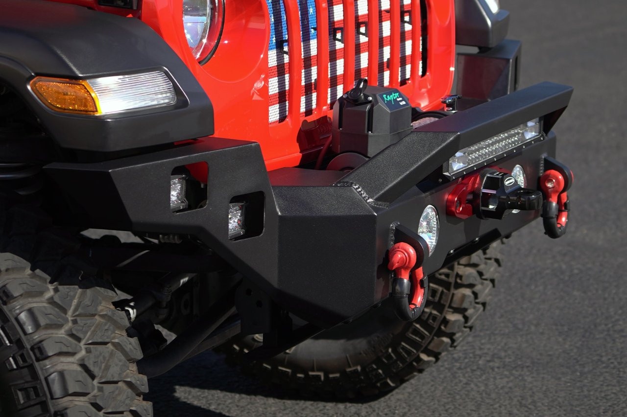 Magnum Front Full Width Winch Ready Bumpers Black Textured Alloy Steel — side view