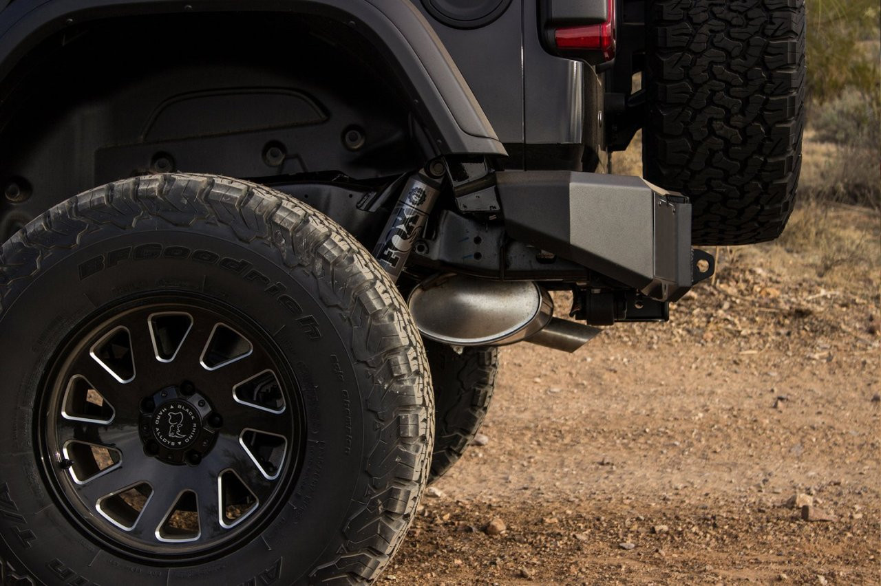 Magnum Rear Bumpers Black Textured Alloy Steel - Part# RBM45JPN — side view