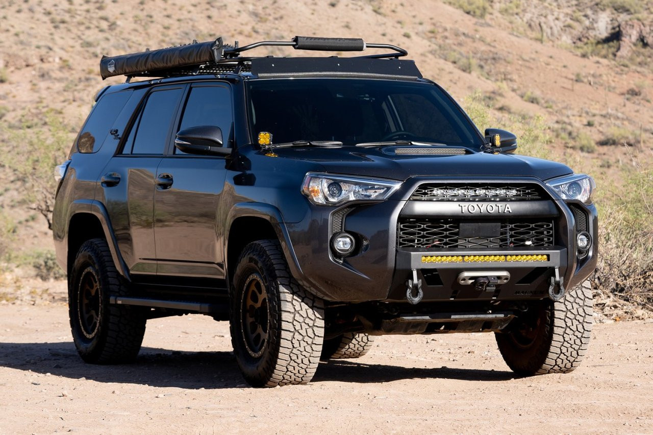 Magnum Front Stubby Winch Ready Bumpers Black Textured Alloy Steel (FBM75TYN-RT) — side view