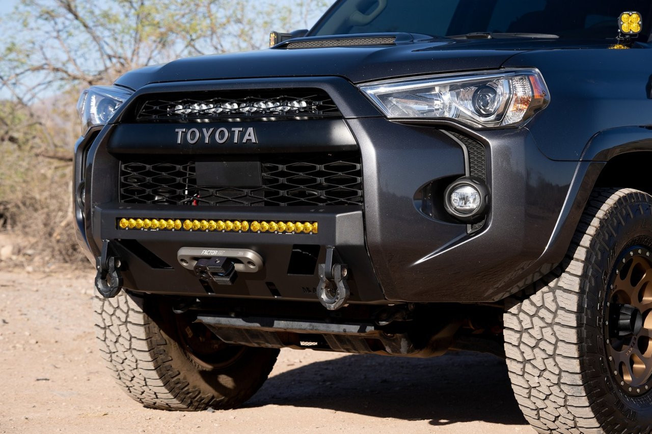 Magnum Front Stubby Winch Ready Bumpers Black Textured Alloy Steel (FBM75TYN-RT) — side view