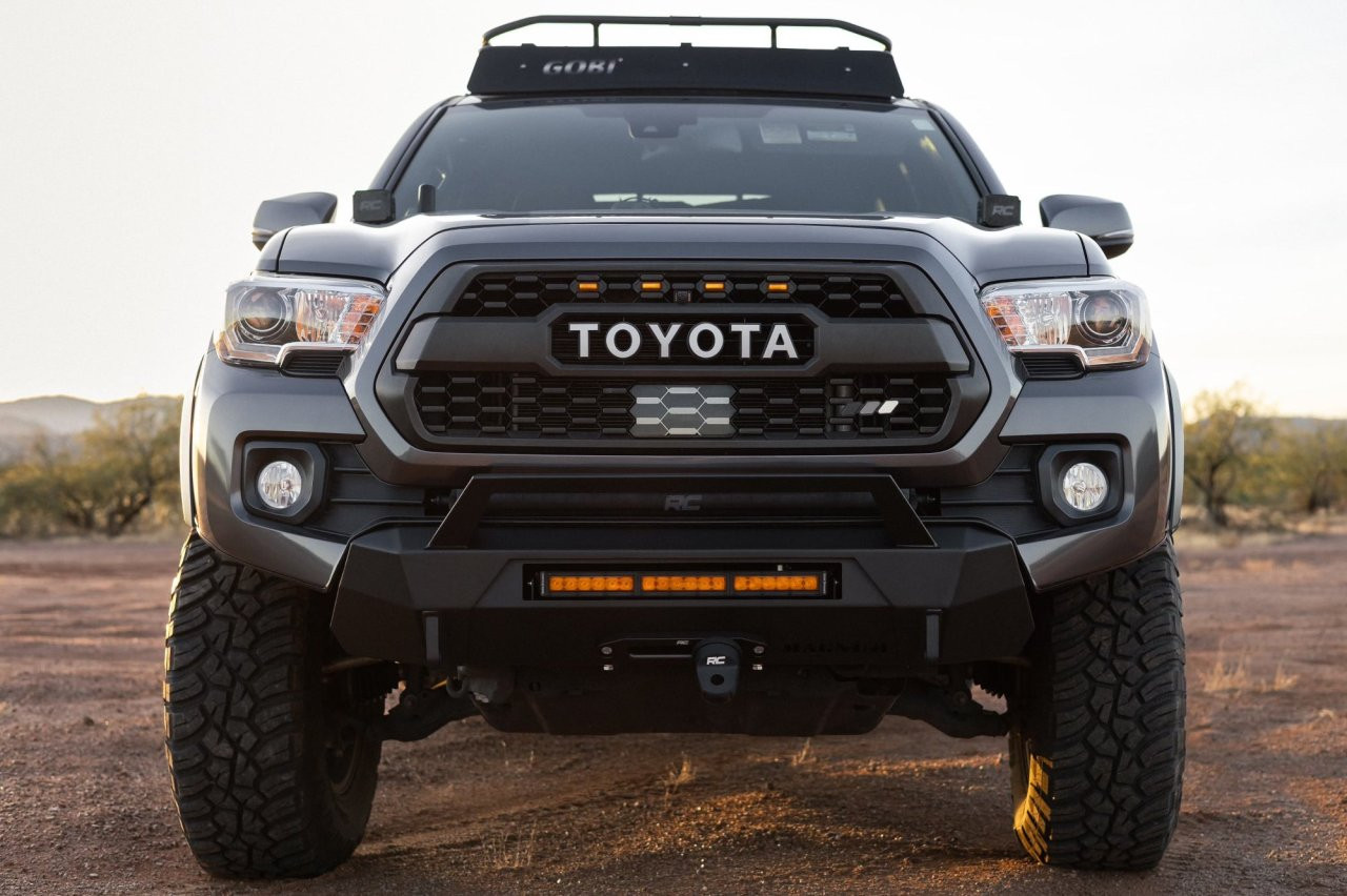 Magnum Front Stubby Winch Ready Bumpers Black Textured Alloy Steel (FBM83TYN-RT) — side view