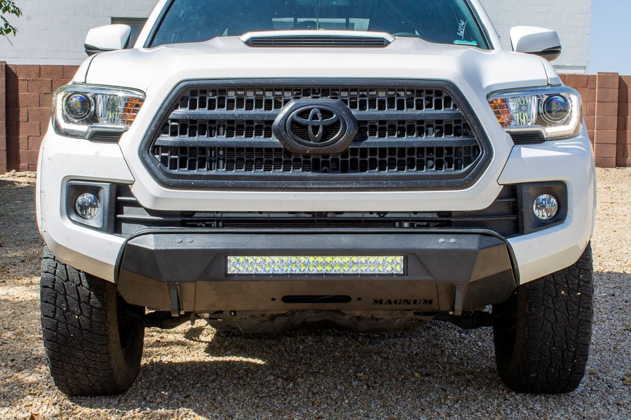 Magnum Front Stubby Winch Ready Bumpers Black Textured Alloy Steel (FBM83TYN-RT) — side view