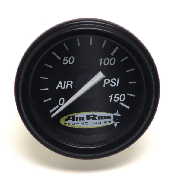 Air Pressure Gauge, Single Needle, Black Face - 150psi. Includes fittings. — primary image