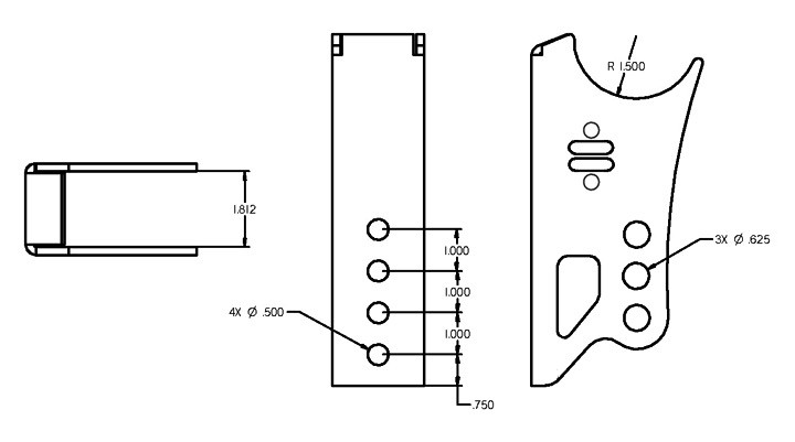 Weld-On axle bracket for Ridetech bolt-on 4-link.