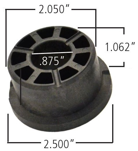 Delrin control arm bushing, 2.5" large OD, 2.05" small OD, .875" ID, 1.312" OAL — primary image