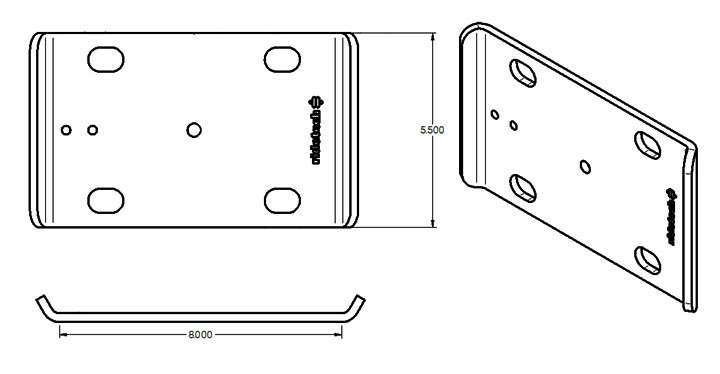 Large U-bolt plate, 5.5" x 9" for 3" axle housing.