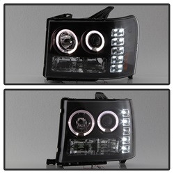 Projector Headlights - LED Halo - Black (5010605) — angled view