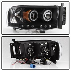 Projector Headlights - LED Halo - Black (5009975) — angled view
