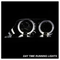 Projector Headlights - LED Halo - Smoke — angled view