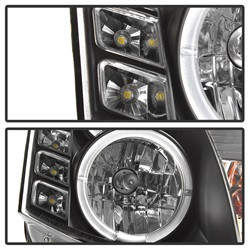 Projector Headlights - LED Halo - DRL - Black — angled view