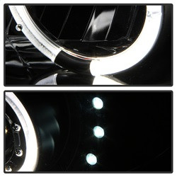 Projector Headlights - LED Halo - Black (5009234) — angled view