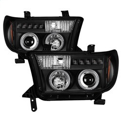 Projector Headlights - Eliminates AFS function - LED Halo - Black — primary image