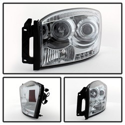 Projector Headlights - LED Halo - Chrome (5010018) — angled view