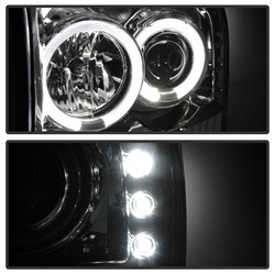 1PC Projector Headlights - Version 2 - LED Halo - Chrome — angled view