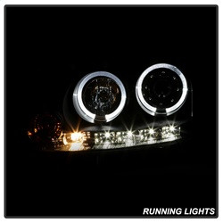 Projector Headlights - LED Halo - DRL - Black (5012098) — angled view
