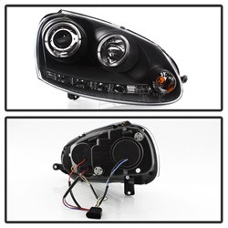 Projector Headlights - LED Halo - DRL - Black (5012098) — angled view