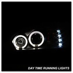 Projector Headlights - LED Halo - DRL - Black (5042675) — angled view