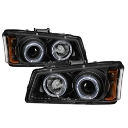 Projector Headlights - LED Halo - Amber Reflector - Black — primary image