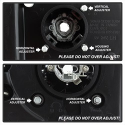 Projector Headlights - LED Halo - Amber Reflector - Black — angled view