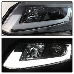 Projector Headlights - Light Bar DRL - Black — angled view