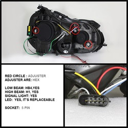 Projector Headlights - LED Halo - DRL - Chrome (5038029) — angled view