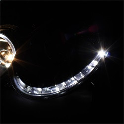 Projector Headlights - LED Halo - DRL - Black (5038036) — angled view