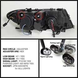 1PC Projector Headlights - LED Halo - Black (5042415) — angled view