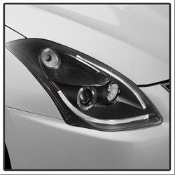 Projector Headlights - Light Tube DRL - LED Halo - Black — installed view
