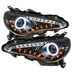 Projector Headlights - CCFL Halo - DRL LED - Black — primary image