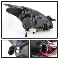 Projector Headlights - Light Tube DRL - LED Halo - Smoke — angled view